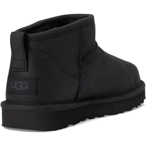 UGG Women's Black Rounded Toe Sheepskin Lining Classic Ultra Mini Classic Boot - Picture 5 of 7
